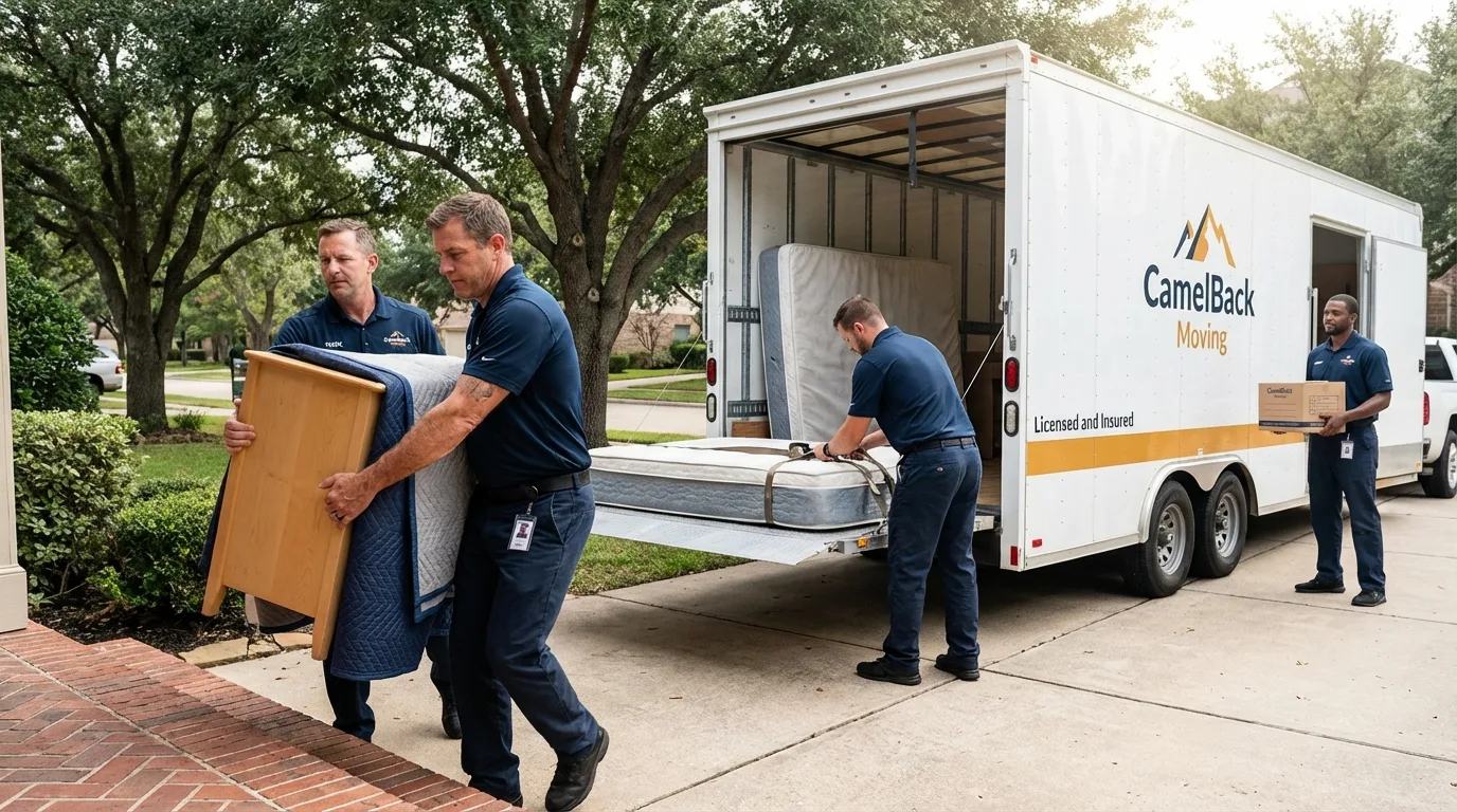 Crew loading residential truck for cross-state move from Gardner, MA