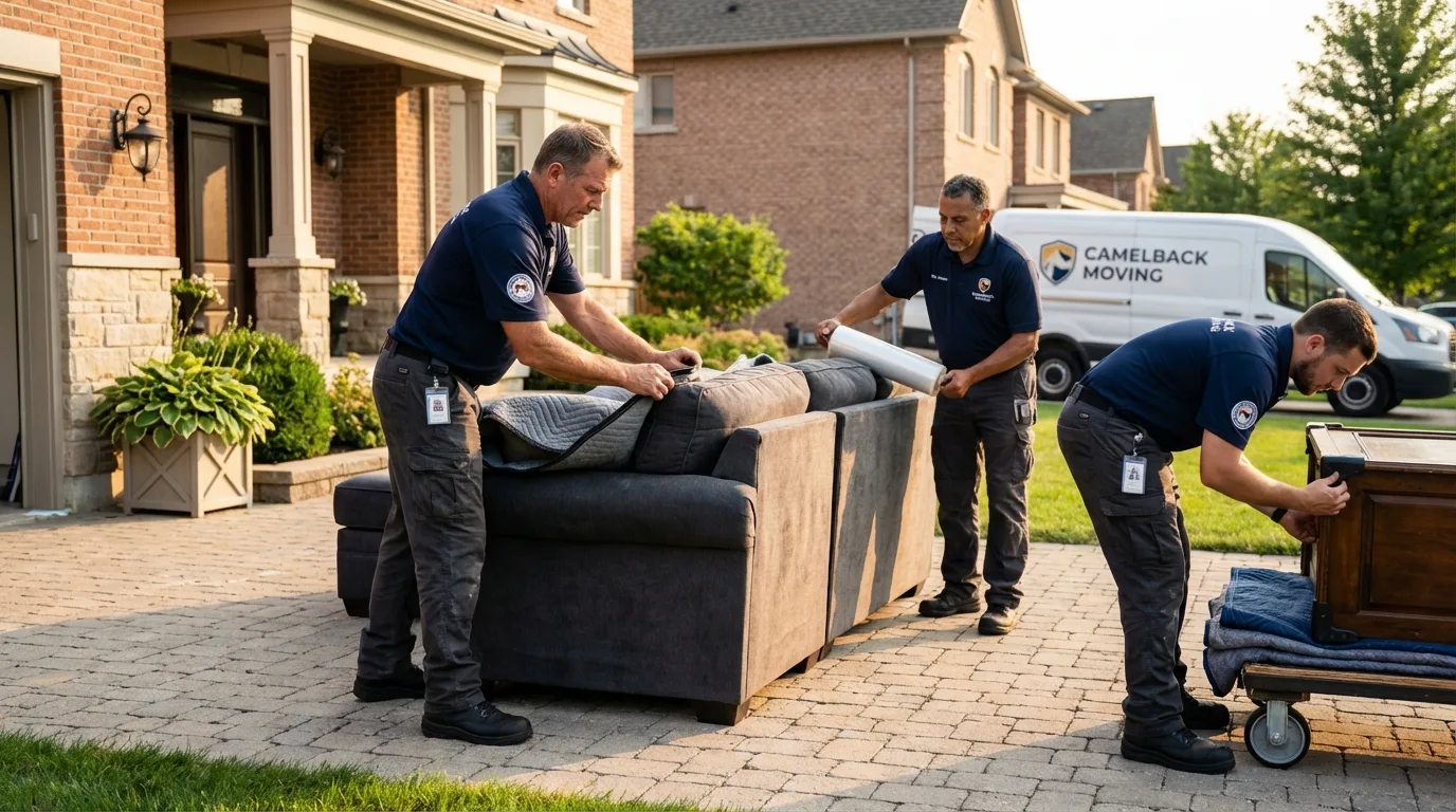 Large estate moving crew wrapping furniture in Gardner, MA